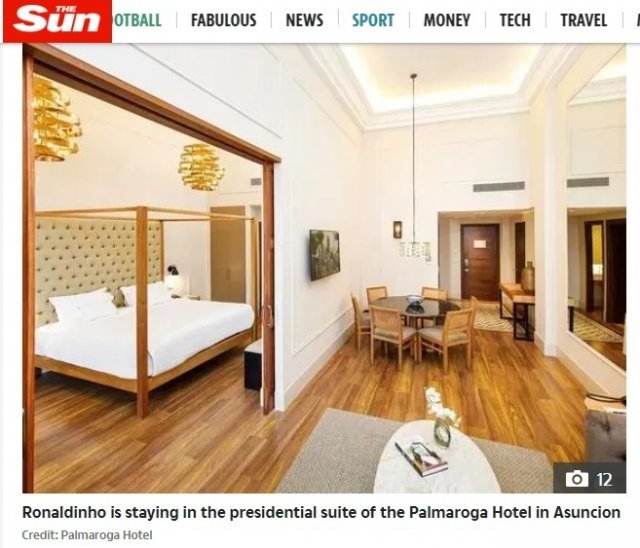 호나우지뉴가 머무는 장소로 알려진 파라과이 아순시온 내 호텔. (영국 더선 홈페이지 캡처)