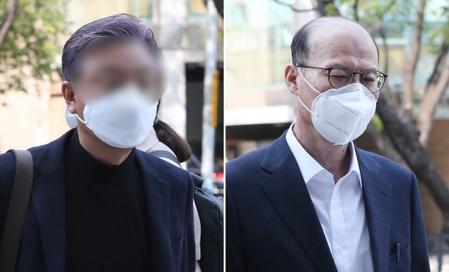 미공개 정보를 이용해 주식을 거래한 혐의를 받는 이용한 신라젠 전 대표(왼쪽)와 곽병학 전 신라젠 감사가 16일 오전 서울 양천구 서울남부지법에 영장실질심사를 받기 위해 들어가고 있다. 곽 전 대표는 자본시장법 위반(사기적 부정거래)과 횡령 및 배임 등 혐의를 받고 있다. 사진=뉴스1