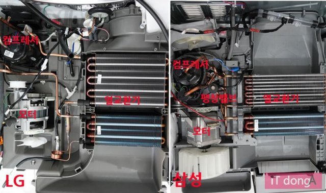 LG 및 삼성 제품의 내부 하단(출처=IT동아)