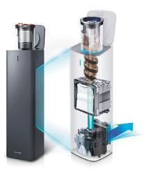 먼지통 비울 때도 먼지 날림 걱정 없는 청정스테이션.