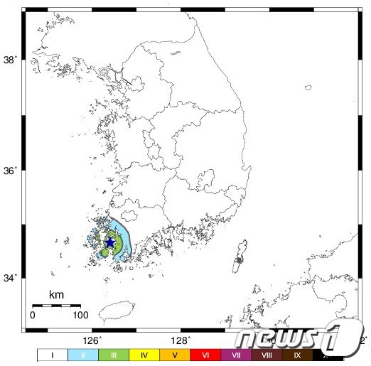 전남 해남군 규모 3.1 지진(기상청 제공) © 뉴스1