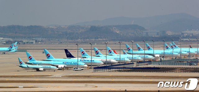 사진은 지난달 14일 인천국제공항 계류장의 모습.  © News1