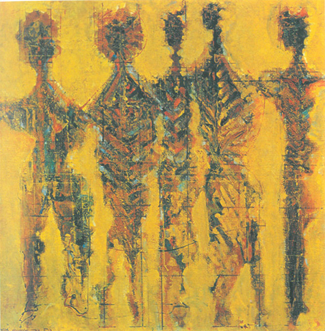인체를 단순화해 추상처럼 표현한 초기 작품 ‘예술가의 가족’(1959년).