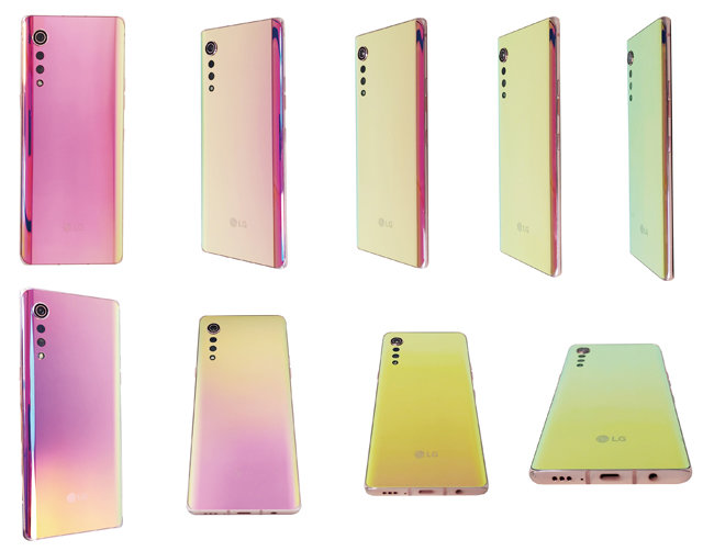LG 벨벳은 보는 각도에 따라 다채로운 색을 낸다. LG 벨벳 일루선 선셋을 다양한 각도에서 촬영했다.