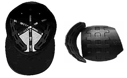 모자 안쪽에 카본 소재의 보형물(위 사진)을 넣어 투수의 머리를 보호한다. SST BASEBALL 페이스북 캡처