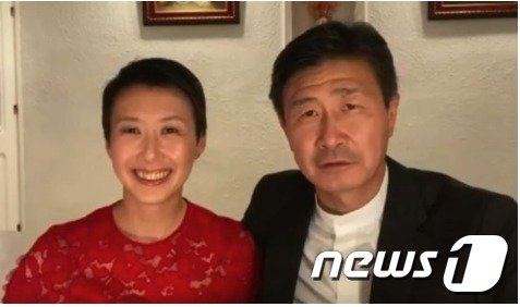 중국 공산당을 비난하는 영상을 올린 중국 축구 스타 하오하이둥과 그의 아내 예자오잉 (출처=SCMP 갈무리)© 뉴스1