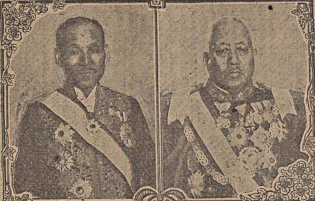 오른쪽부터 사이토 마코토 3대 총독, 미즈노 렌타로 정무총감. 출처=매일신보 1921년 4월 16일자 1면.