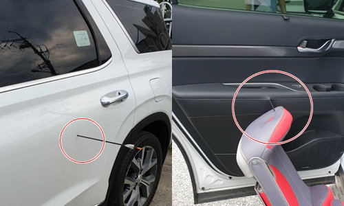 지난 10일 오후 3시50분경 전북 전주의 한 양궁연습장에서 날아든 화살이 SUV차량을 관통했다.(제보자 제공)2020.6.11 /뉴스1