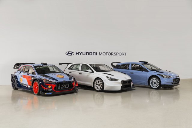 왼쪽부터 i20 Coupe WRC, i30 N TCR, i20 R5. 현대자동차 제공
