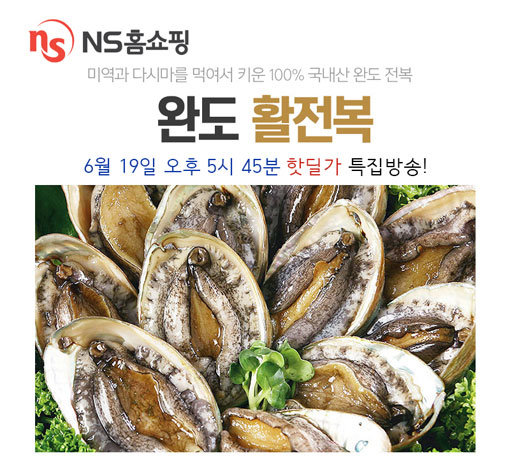 NS홈쇼핑의 ‘전남 완도 활전복 특집방송’ 포스터. 사진제공｜NS홈쇼핑