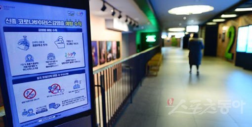 코로나19의 여파로 인해 한산한 영화관. 스포츠동아DB