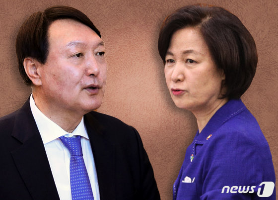 윤석열 검찰총장(왼쪽)과 추미애 법무부 장관. ⓒ News1