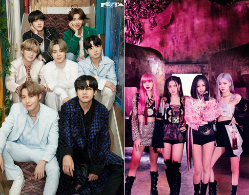 그룹 방탄소년단(왼쪽)-블랙핑크. 사진제공｜빅히트엔터테인먼트·YG엔터테인먼트