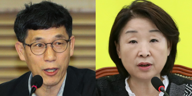 진중권 전 동양대학교 교수(왼쪽)와 심상정 정의당 대표. 사진=뉴스1