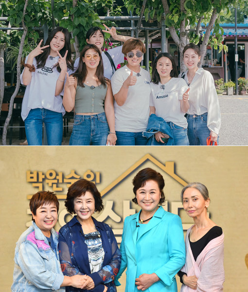 스포츠스타들이 뭉친 ‘노는 언니’(왼쪽 사진)부터 60대 연예인들이 함께 살아가는 일상을 담은 ‘박원숙의 같이 삽시다’까지 최근 여성 출연자로만 이뤄진 예능프로그램 제작이 활발하다. 사진제공｜E채널·KBS