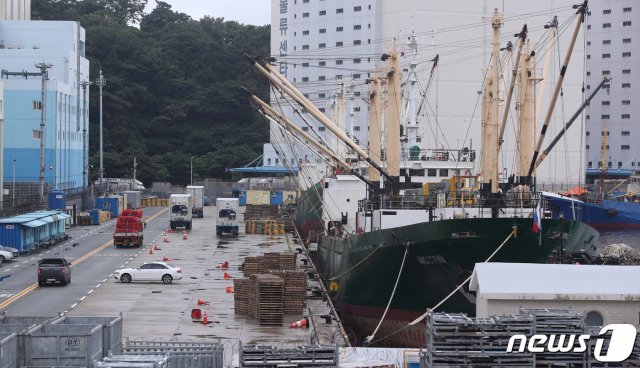 지난달 22일 코로나19 집단감염이 나왔던 부산 감천항 동편부두,.© News1