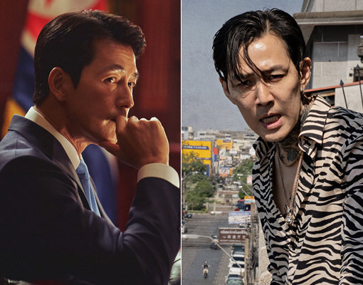 연예계 소문난 ‘절친’이 스크린에서 정면 대결한다. 배우 정우성과 이정재가 각각 주연으로 나선 영화 ‘강철비2:정상회담’(왼쪽)과 ‘다만 악에서 구하소서’가 29일과 8월5일 개봉하면서 이들의 흥행 경쟁에 시선이 쏠린다. 사진제공｜롯데엔터테인먼트·CJ엔터테인먼트