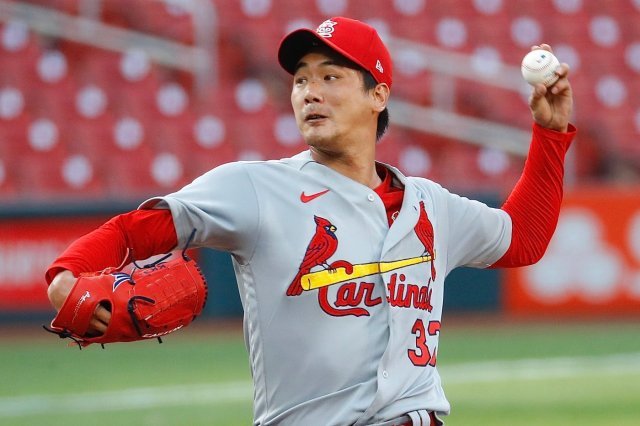 김광현이 17일 세인트루이스 카디널스 자체 청백전에서 5이닝 1피안타 2볼넷 5탈삼진 무실점을 기록했다.(세인트루이스 구단 SNS 캡쳐)