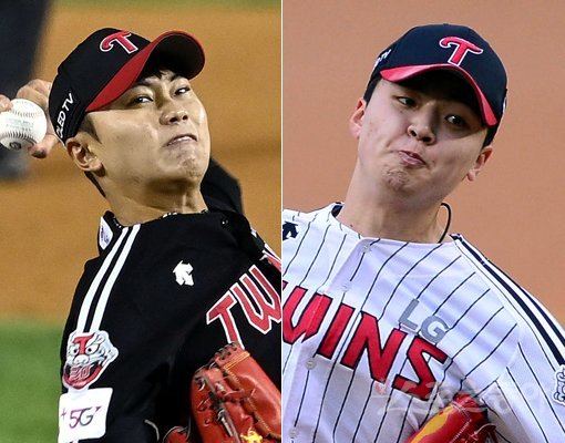 LG 김윤식(왼쪽)-이민호. 스포츠동아DB