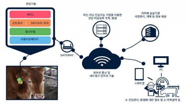 IoT 기반 가축 모니터링 시스템 구상도 (출처=숭실대학교)