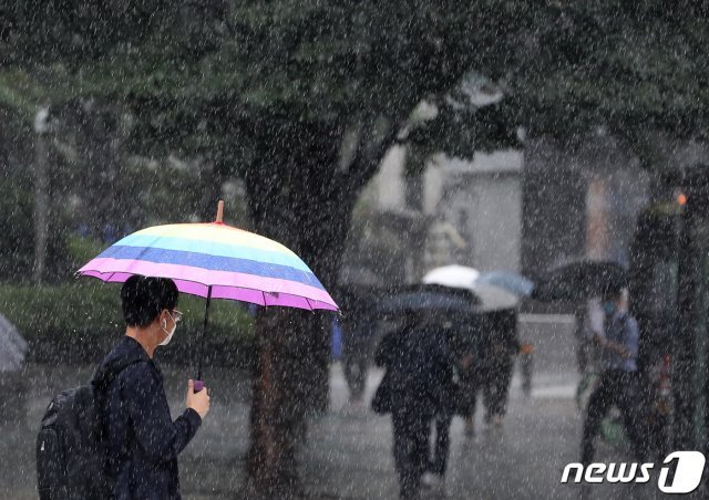우산을 쓴 시민들이 발걸음을 재촉하고 있다. / 뉴스1 DB