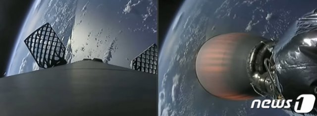 우리 군 최초의 독자 통신위성인 아나시스 2호(ANASIS-Ⅱ)가 20일(현지시간) 미국 케이프 커내버럴 공군기지 케네디 우주센터에서 성공적으로 발사돼 우주로 향하고 있다. 아나시스 2호 발사 성공으로 우리 군은 기존의 민·군 공용 통신 위성으로 활용되었던 무궁화 5호 위성(ANASIS)을 대체할 최초 군 독자 통신위성을 확보하게 됐다.(스페이스X 유튜브 캡처) 2020.7.21/뉴스1