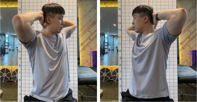 목 주변 근육 이완하기 - 의자에 앉아 흉추 돌리기