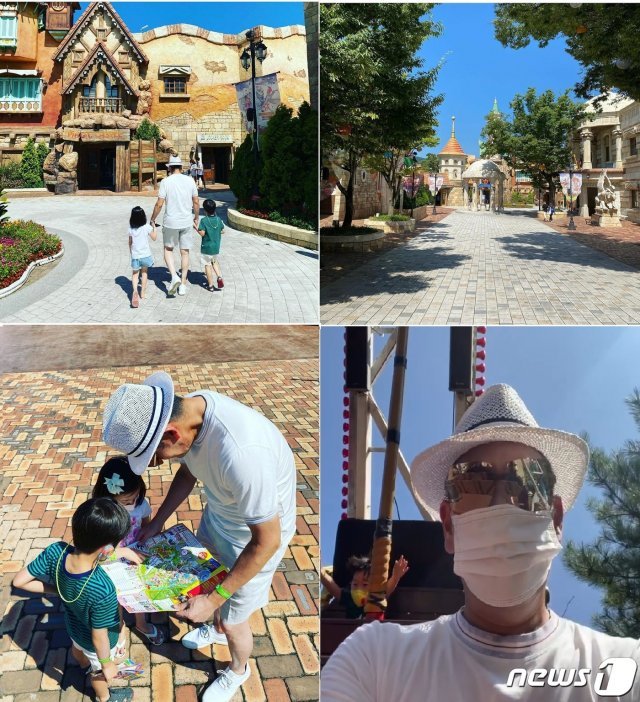 정용진 신세계그룹 부회장이 자녀와 함께 경주월드 캘리포니아비치를 찾았다.(정용진 신세계그룹 부회장 인스타그램)© 뉴스1