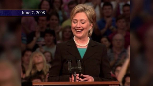 2008년 민주당 대선 경선 레이스에서 포기를 선언한 힐러리 클린턴 후보의 연설 모습. 폴리티코