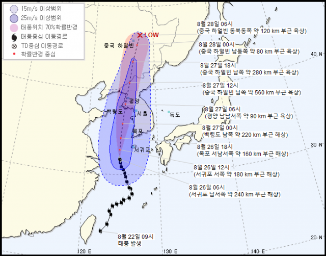 제8호 태풍 ‘바비’ 예상 진로. 그래픽=기상청 제공