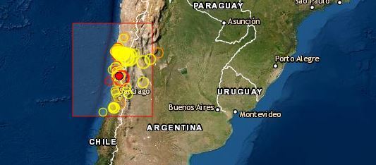 칠레 중북부 항구도시 코킴보 인근에서 규모 6.4 지진이 발생했다. (유럽지중해지진센터)