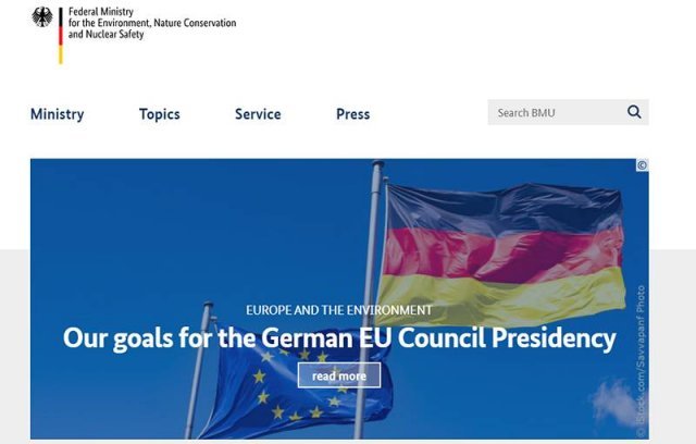 독일 환경부(환경 자원 보호 및 원자력 안전을 위한 연방부처) 홈페이지. 출처=독일 환경부