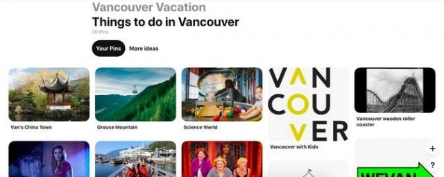 소셜미디어 핀터레스트에 올라온 한 미국인의 캐나다 밴쿠버 가상여행 포스트. 여행지 명소, 자연경관, 하고 싶은 일 등을 피닝(게시)하는 방식이다. 출처 디애틀랜틱