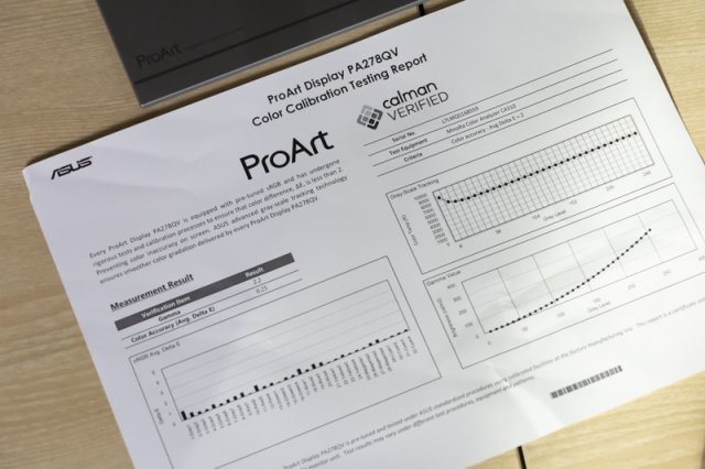 에이수스 프로아트 PA278QV에 포함된 팩토리 캘리브레이션 자료. 출처=IT동아
