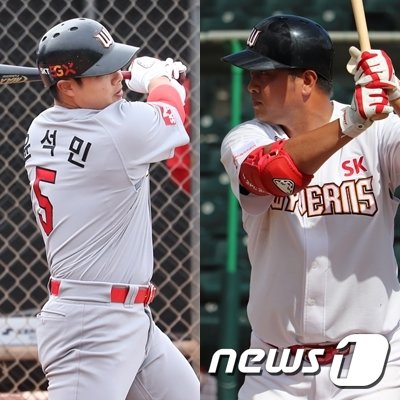 SK 와이번스 방출 명단에 이름을 올린 윤석민(왼쪽)과 채태인. (SK 제공)
