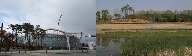 마곡지구에 조성된 서울식물원 건물(사진 왼쪽). 서울식물원 내 습지원(사진 오른쪽).
