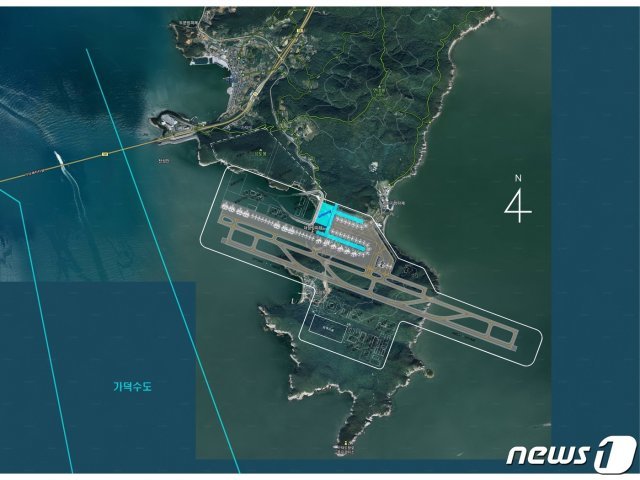 국무총리실 산하 김해신공항 검증위원회가 17일 김해신공항 기본계획 검증 결과를 발표했다. 사진은 가덕신공항 현황도.(부산시 제공)2020.11.17/뉴스1 © News1