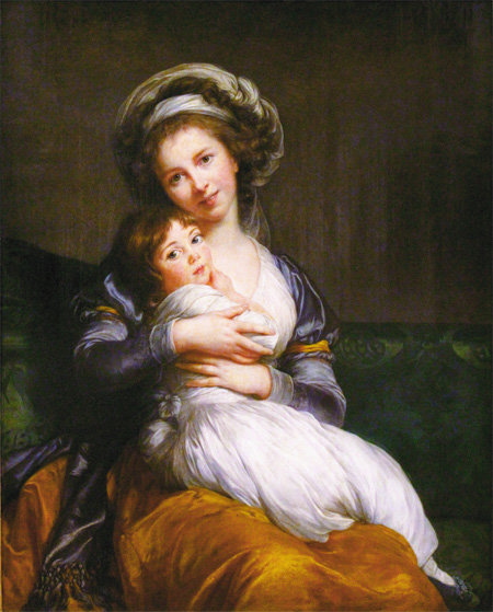 엘리자베트 비제 르브룅, 딸 쥘리를 안고 있는 자화상, 1786년.