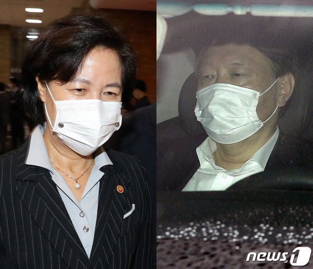 추미애 법무부 장관(왼쪽)과 윤석열 검찰총장. ⓒ News1