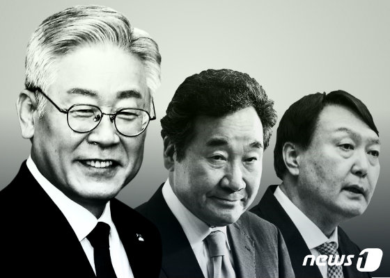 왼쪽부터 이재명 경기지사, 이낙연 더불어민주당 대표, 윤석열 검찰총장. 그래픽=뉴스1