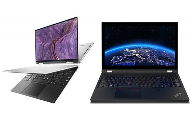 델 2in1 XPS 13 9310(좌)와 레노버 씽크패드 P15(우). 출처=델, 레노버