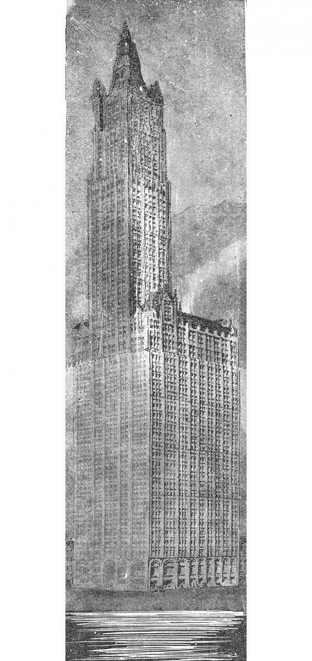 동아일보 1923년 9월 2일자 일요판이 ‘세상에서 제일 큰 집’이라고 소개한 미국 뉴욕의 57층짜리 ‘울워스 빌딩’. 1913년 완공돼 1930년까지 세계 최고층 건물로 군림했다. 최초의 가격파괴 상점 ‘5센트 스토어’로 큰돈을 번 프랭크 울워스가 세웠다.