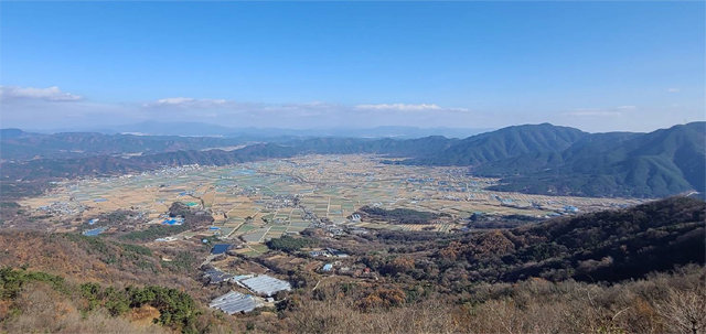 5만 년 전 운석 충돌로 형성된 경남 합천군 적중-초계 분지. 한국지질자원연구원 제공