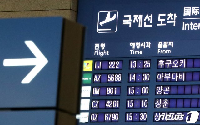 사진은 1일 인천국제공항 1터미널 전광판에 나오는 국제선 항공편명. 2020.12.1 © News1