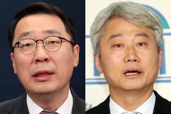 윤영찬 더불어민주당 의원(왼쪽)과 국민의힘 송파병 당협위원장인 김근식 경남대 교수. 사진=뉴스1