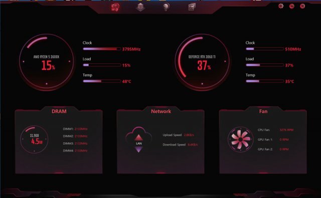 제품의 상태 확인 및 성능 조절이 가능한 아이게임 센터(iGAME Center) 소프트웨어 (출처=IT동아)