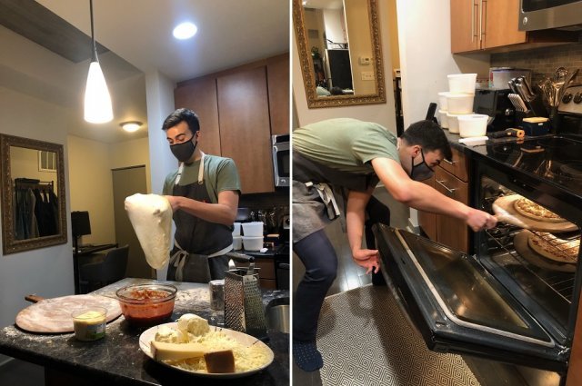 와튼 스쿨의 대학원생이자 미국 필라델피아에서 피자가게를 운영하는 벤 버만(27·남)이 나눔할 피자를 만드는 모습. 와튼 스쿨 페이스북 갈무리
