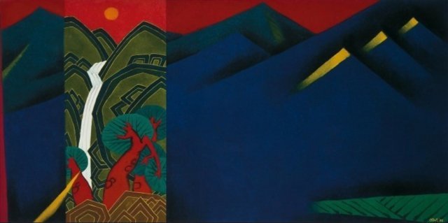 민경갑, ‘얼 95-5’, 1995년, 종이에 수묵담채, 210×575cm. 국립현대미술관 제공