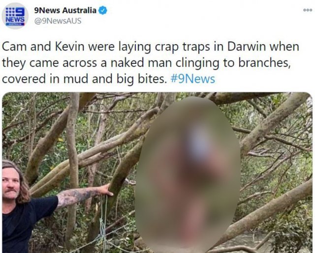 호주의 한 늪지대에서 두 명의 낚시꾼이 벌거벗은 채 도움을 요청하던 남성을 구조했다. 알고 보니 이 남성은 무장 강도로 체포됐다가 도망친 지명수배자였다. 호주 9 뉴스 트위터 캡처