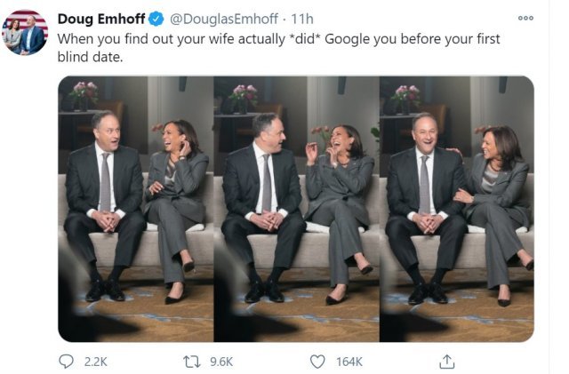 엠호프는 17일 방송출연 후 자신의 트위터에 ‘부인이 첫 소개팅 전에 당신을 구글에 쳐봤다는 것을 알게 됐을 때’라는 트윗을 올렸다.
